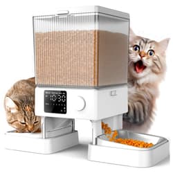oneisall Automatic Cat Feeder for 2 Cats, 20 Cups/5L Automatic Cat Food Dispenser for Small Pets Indoor, Timed Cat Feeder for Dry Food(White)