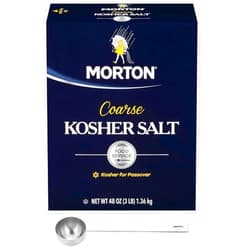 VARIETY BOX GIFT IT OR KEEP IT Morton Coarse Kosher Salt 48 Oz with 1 Variety Box Table Spoon Stainless Steel Scoop