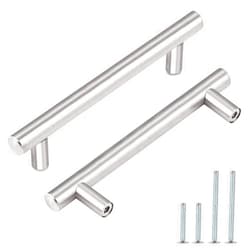 Probrico 5 Pack|4 Inch Hole Centers T Bar Cabinet Handles Drawer Pulls,Satin Nickel Cabinet Pulls Stainless Steel, Kitchen Cabinet Hardware for Cupboard Wardrobe Drawer Closet Nightstand