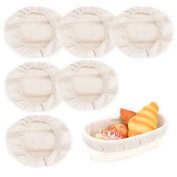 Mozeat Lens 6 Pieces 10 Inch Oval Bread Basket Liner Cloth Sourdough Banneton Proofing Cloth Rattan Baking Dough Basket Cover Liner Bread Proofing Basket Cloth Liner for Baking Supplies