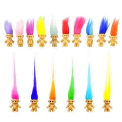 Yintlilocn 16pcs Mini Troll Dolls, PVC Vintage Trolls Lucky Doll Mini Action Figures 1.2