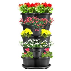 VIVOSUN 5 Tier Vertical Gardening Stackable Planter for Strawberries, Flowers, Herbs, Vegetables, Black
