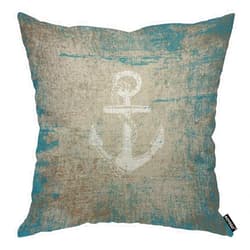 AOYEGO Vintage Anchor Throw Pillow Cover Rope Stain Blue Background Marine Ocean Boat Ship Equipment Pillow Case 18x18 Inch Decorative Men Women Room Cushion Cover for Home Couch Bed