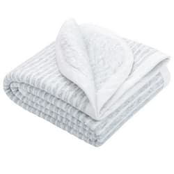 NTBAY Jersey Cotton Quilted Toddler Blanket, Breathable and Warm for Boys and Girls Baby Blanket, 30x40 Inches, Grey Wave