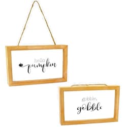 AuldHome Design AuldHome Farmhouse Decor Fall Theme Wood Signs (Set of 2); Door Hanger Welcome Harvest Thanksgiving Autumn Seasonal Plaques 8.5 x 5 inches