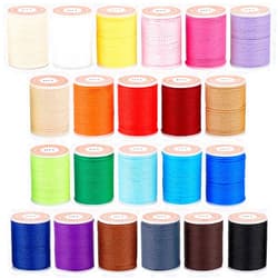 OLYCRAFT 264 Yards/22 Rolls 1mm Waxed Polyester Cord Wax String Cord Twisted Sewing Waxed Thread Stitching Thread Cord for for DIY Bracelets Necklace Jewelry Making Friendship Bracelet - 22 Colors