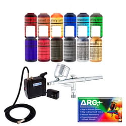 Master Airbrush Cake Decorating Airbrushing System Kit with a Set of 12 Chefmaster Food Colors, Gravity Feed Dual-Action Airbrush, Air Compressor, and How-to-Airbrush ARC Link Card