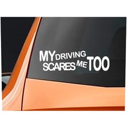 BERRYZILLA My Driving Scares Me Too Decal Die Cut Vinyl Sticker Funny Car truck Window Bumper 7