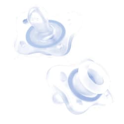 Chicco PhysioForma® 100% Soft Silicone Mini One Piece Pacifier for Babies Aged 0-2 Months | BPA & Latex Free | Reusable Sterilizing Case | Blue, 2pk