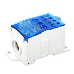 Hamwesh Terminal Block Junction Box, Fireproof High Temperature 400A 690V Brass Connector DIN Rail Distribution Box, Universal Power Junction with Multi Wire Outlet for Distribution (Blue)