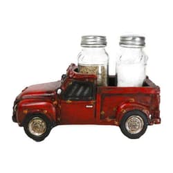 Ebros Gift Classic Old Fashioned Country Farmhouse Red Pickup Truck Figurine Holder For Glass Salt And Pepper Shakers Nostalgia Kitchen Decor Statue