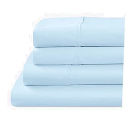 FlyCotton 4-Pcs Premium Bedding Set- 800-TC 100% Cotton Light Blue Full Size Sheets-Long Staple Cotton Cooling Bed Sheets, Mattress Fits Upto 22'' Deep Pockets Fitted Sheet, FLY-USING-G-57