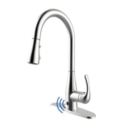 Bio Bidet FLOW Touchless Kitchen Faucet with Pull Down Sprayer, Low Single Handle, Brushed Nickel
