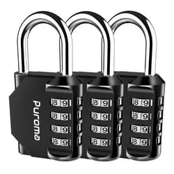 Puroma 3 Pack Combination Lock 4 Digit Locker Lock Outdoor Waterproof Padlock for School Gym Locker, Sports Locker, Fence, Toolbox, Gate, Case, Hasp Storage (Black)