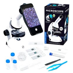 Thames & Kosmos The Thames & Kosmos Microscope Essential STEM Tool with Smartphone Adapter to Capture & View Microscopic Images, Entry-Level Student Science Device, 60x to 600x Magnification & 45 Accessories