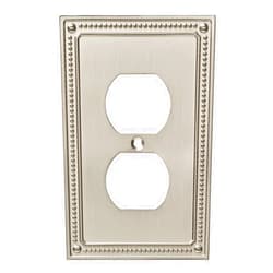 Franklin Brass Classic Beaded Single Duplex Outlet Wall Plate - 1-Gang - ETL Certified - GFI Outlet - Decorative Outlet Cover - W35059V-SN-C- Modern Brushed Nickel Finish - 1 Pack