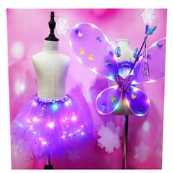 PURFEEL Girls Led Light up Angel Wings Kids Butterfly Wings Costume 4Pcs Sets