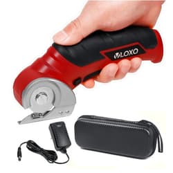 VLOXO Cordless Electric Scissors, Power Electric Fabric Scissors 4V Electric Mini Cutter Rechargeable Cardboard Cutter with Safety Lock Multi-Cutting Tools for Leather Cardboard Canvas