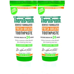 TheraBreath Fresh Breath Dentist Formulated Fluoride Free Toothpaste, Mild Mint, 4 Ounce (Pack of 2)