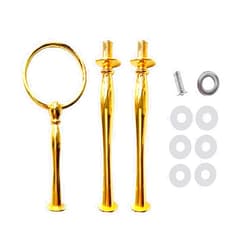 Happy Will 3 Tier Round Metal Cake Stand Holder Heavy Duty Fruit Plate Handle Fittings Hardware Rod (Golden Circle)