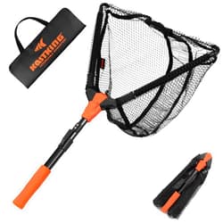 KastKing Pontus Fishing Net Fish Landing Net, Foldable & Lightweight Freshwater Fishing Landing Net with Built in Length Scale, Aluminum Handle, Fish-friendly Mesh for a Safe Release, Fishing Gifts for Men