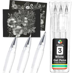 Art-n-Fly White Gel Pens For Black Paper | White Ink Pen for Artists 0.7mm Fine Point Tip | 3 Pack Jelly Roll Highlighter Pen For Drawing & Sketching 3 pack | Gelly Pens To Write on Black Paper