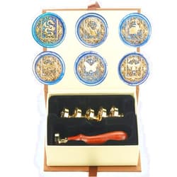 HOSAIL Wax Seal Stamp Set, 6 Pieces Starry Cat Dragonfly Dragon Butterfly Bee Rabbit Flower Sealing Wax Stamps Gift Kit with 6 Brass Head + 1 Wooden Handle (K1)
