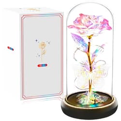 GMAOPHY Mothers Day Rose Gifts for Mom Grandma, Pink Flowers Gifts for Women, Mom Gifts from Daughter Son, Light Up Butterfly Preserved Rose in Glass Dome for Wife, Mother's Day Rose Gift Ideas for Her