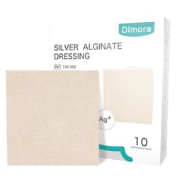 Dimora Upgrade 10 Packs Silver Antibacterial Alginate Wound Dressing Pads，Non-Stick Sterile Gauze，Highly Absorbent & Comfortable，4'' x 4'' Patches