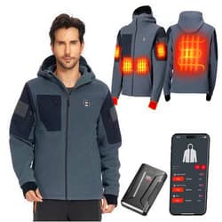 KEMIMOTO Heated Jacket with 12V 20000mAh Battery Pack, Heating Electric Hoodie with Heated Sleeves for Hand Warmth