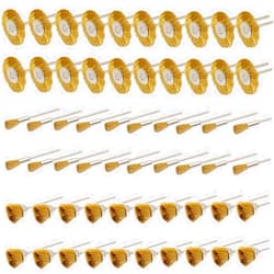 PHYHOO Brass Wire Brushes Cup Wheels Polish Cleaning Brush Kit Polishing Attachment Die Grinder Rotary Tools Accessories 3 MM Mandrel 60 Pieces