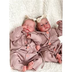 Anano Reborn Doll Levi Twins 19 Inch Silicone Baby Realistic Newborn Baby Dolls That Look Real Preemie Infant Soft Reborn Toddler Doll Hand Drawn Visible Gray Veins on Skin Role Play Birthday Gift¡­