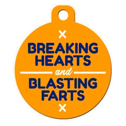 Big Jerk Custom Products Ltd Funny Dog Cat Pet ID Tags - Add Your Contact Information, Customize Colors (Breaking Hearts and Blasting Farts)