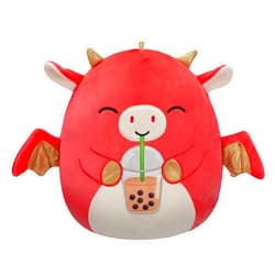Squishmallows Original 12-Inch Baiden Red Dragon with Boba Drink - Official Jazwares Plush (Medium-Sized)