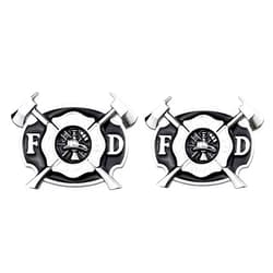 DODORO Fire Department Decal Sticker, Fire DEPT Car Side and Trunk Decal Metal Sticker for Cars Automotive Exterior Decals DIY (Silver*2PCS)