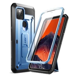 SUPCASE Unicorn Beetle Pro Series Full-Body Rugged Holster Case with Built-in Screen Protector for 6-Inch Google Pixel 5 (2020), Metallic Blue