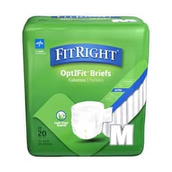 Medline FitRight Ultra Adult Diapers, Disposable Incontinence Briefs with Tabs, Heavy Absorbency, Medium, 32