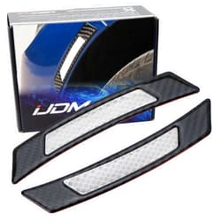 iJDMTOY Pair Universal White Reflective Side Marker Stickers w/Outer Black Carbon Fiber Trim Compatible with Car SUV Truck Wheel Well Arch or Side Bumper/Fenders