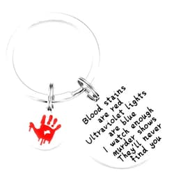 AHAETH True Crime Gifts for Women Keychain Funny Men Key Chains Horror Movie Merchandise Keyring Horror Keychain