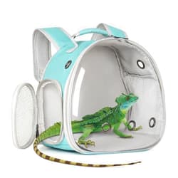 WEVONIGU Guinea Pig Backpack Carrier, Bearded Dragon Carrier Backpack with Clear Bubble Window,Small Animal Travel Backpack for Hedgehog Rat，Chameleon,Rabbit,Sugar Glider,Airline Approved (Green, Backpack)