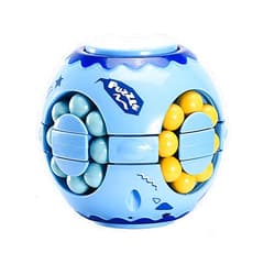 ODIKASO Rotating Magic Bean Cube Spinner Fidget Toy,Stress Relief Fidget Puzzles for Adults Kids,Anxiety Relief Learning & Education Toys,Puzzle Toys for Unisex-Children(Blue)