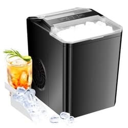 Sweetcrispy Countertop Ice Maker, Portable Ice Machine Self-Cleaning, 9 Cubes in 6 Mins, 26 lbs/24Hrs, 2 Sizes of Bullet Ice for Home Party Office, Black