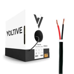 Voltive 16/2 Speaker Wire - 16 AWG/Gauge 2 Conductor - UL Listed in Wall (CL2/CL3) and Outdoor/In Ground (Direct Burial) Rated - Oxygen-Free Copper (OFC) - 500 Foot Bulk Cable Pull Box - Black