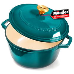 MÜELLERHOME Mueller DuraCast 6 Quart Enameled Cast Iron Dutch Oven Pot with Lid, Heavy-Duty, Oven Safe up to 500° F & Across All Cooktops, Wedding Registry Ideas & Gifts, Emerald