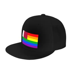 KIDNCVF Qatar Rainbow Flag Snapback Hat for Men Women Baseball Cap Adjustable Flat Bill Brim Hats
