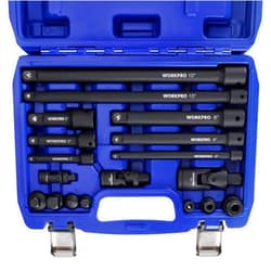 WORKPRO 18-Piece Impact Socket Extension Set, Includes Socket Adapters, Ratchet Extension Set, Socket Extension Bar, Swivel Universal Joints and Impact Coupler, 1/4