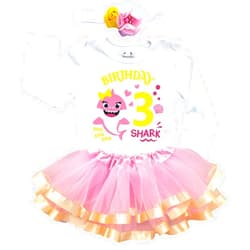 Luke and Lulu Shark Birthday Outfit Girl Collection - 3rd Birthday Girl