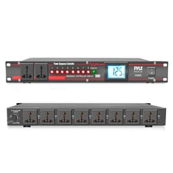 Pyle 10 Outlet Power Sequencer Conditioner - 13 Amp 2000W Rack Mount Pro Audio Digital Power Supply Controller Regulator w/Voltage Readout, Surge Protector, for Home Theater Stage/Studio Use - PCO875
