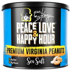 Peace Love & Happy Hour Sea Salt Premium Virginia Peanuts, 10 oz can
