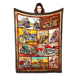 ZEWASIIL Retro Motorcycle Gift Ultra-Soft Throw Blanket 80